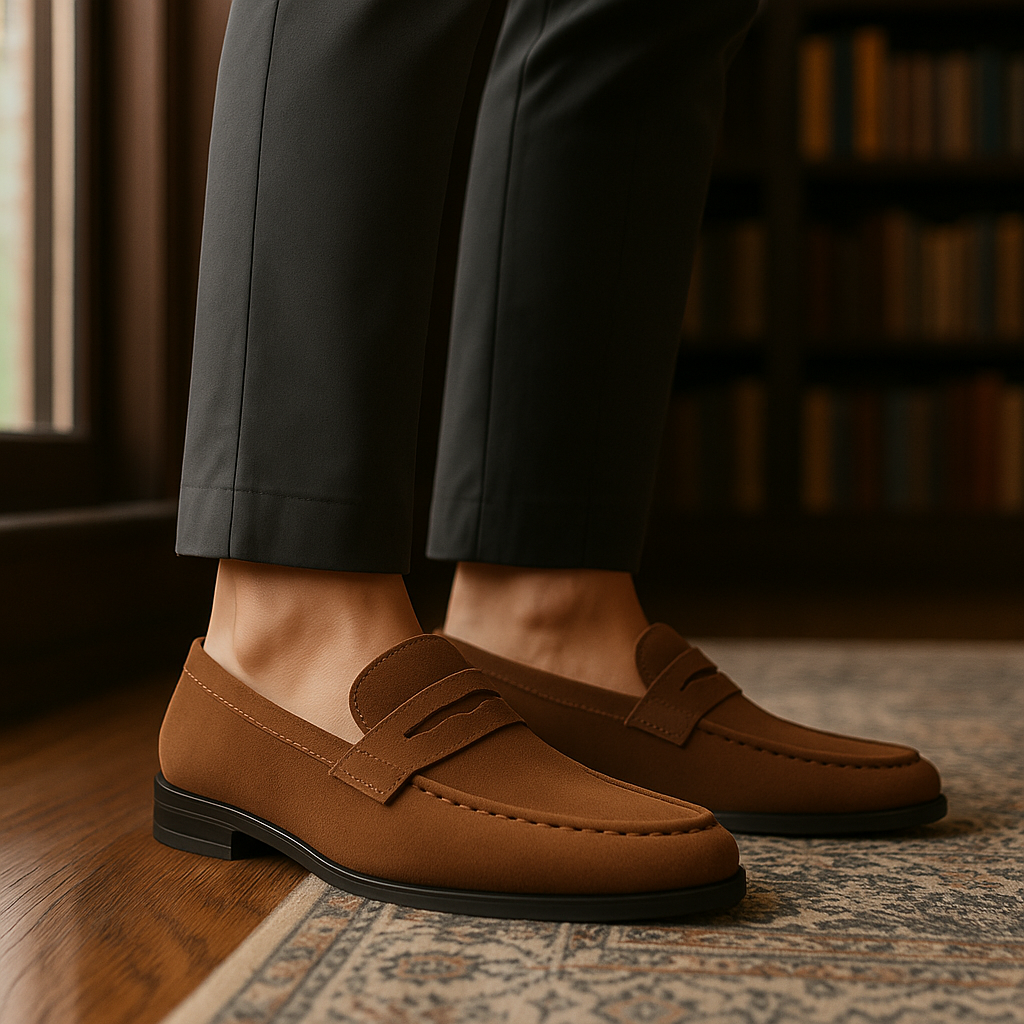 LUXURY MAN SUEDE PENNY LOAFERS